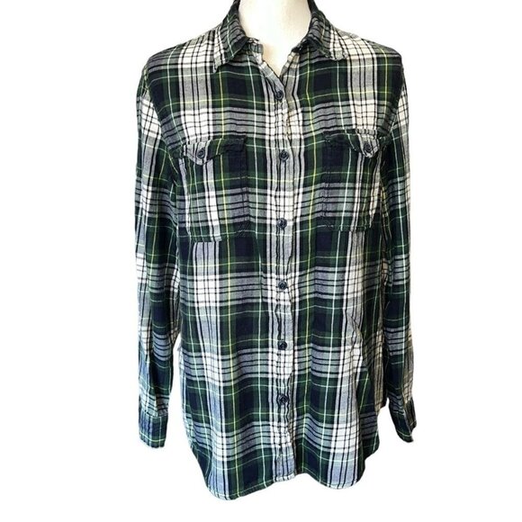 Denim & Supply Ralph Lauren Plaid Button-Up Shirt M Green/White  Relaxed Fit - Picture 1 of 7